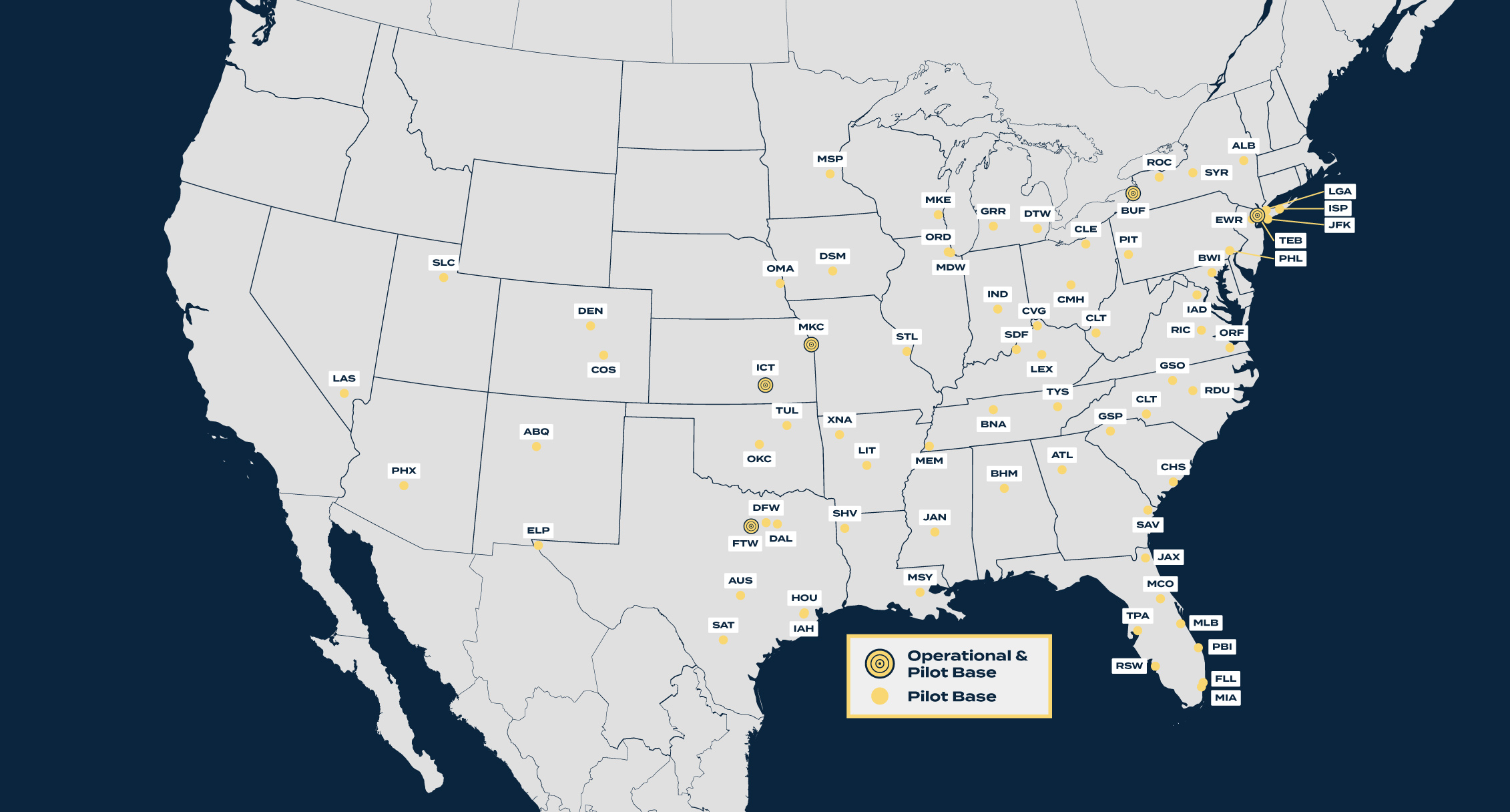 Pilot Domiciles Map