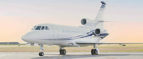 Large Class, Falcon 900EX EASy sitting on Ramp at Sunrise.