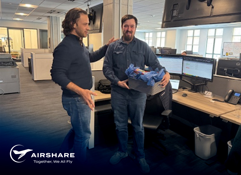 Airshare employee, Quentin Young being honored as Employee of the Month.