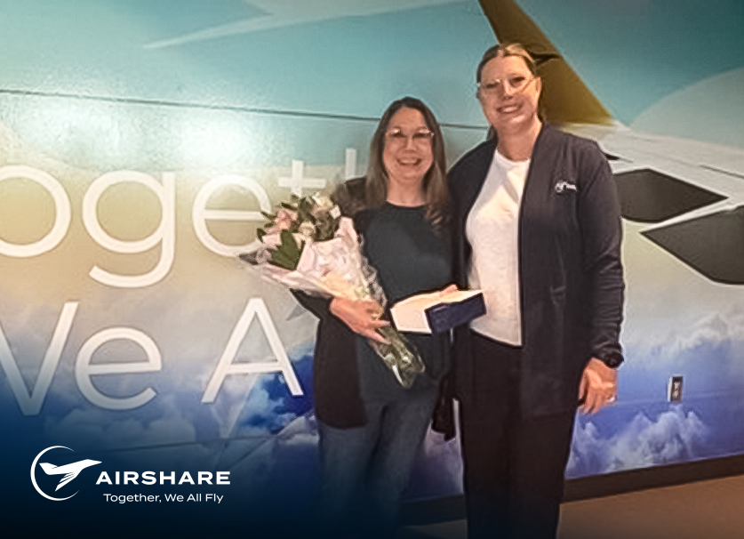 Teresa-Morris-Hero-Img-4-EoM Airshare employee, Teresa Morris, pictured receiving her recognition for being Employee of the Month.