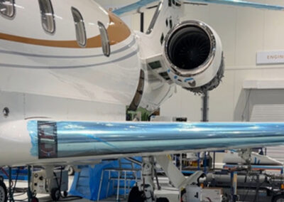 One of Airshare's managed aircraft pictured inside a hangar being repaired and maintained.
