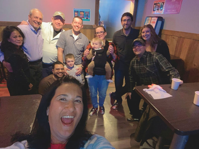 Airshare's Teterboro based office employees gathered together for a selfie commemorating their holiday party celebration.