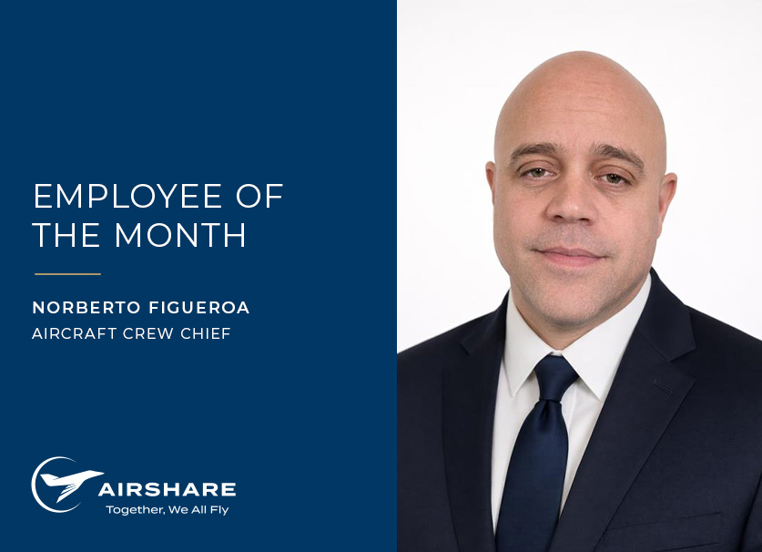 Airshare employee, Norberto Figueroa, being honored as December 2025 Employee of the Month.