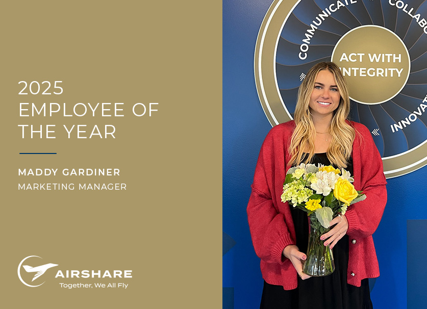 Airshare employee, Maddy Gardiner, being honored as 2025 Employee of the Year.