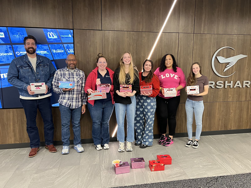 Airshare employees with their Valentine's Box.