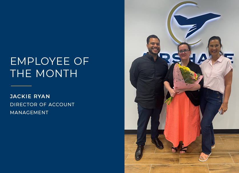 Airshare employee, Jackie Ryan, being honored as May 2026 Employee of the Month.